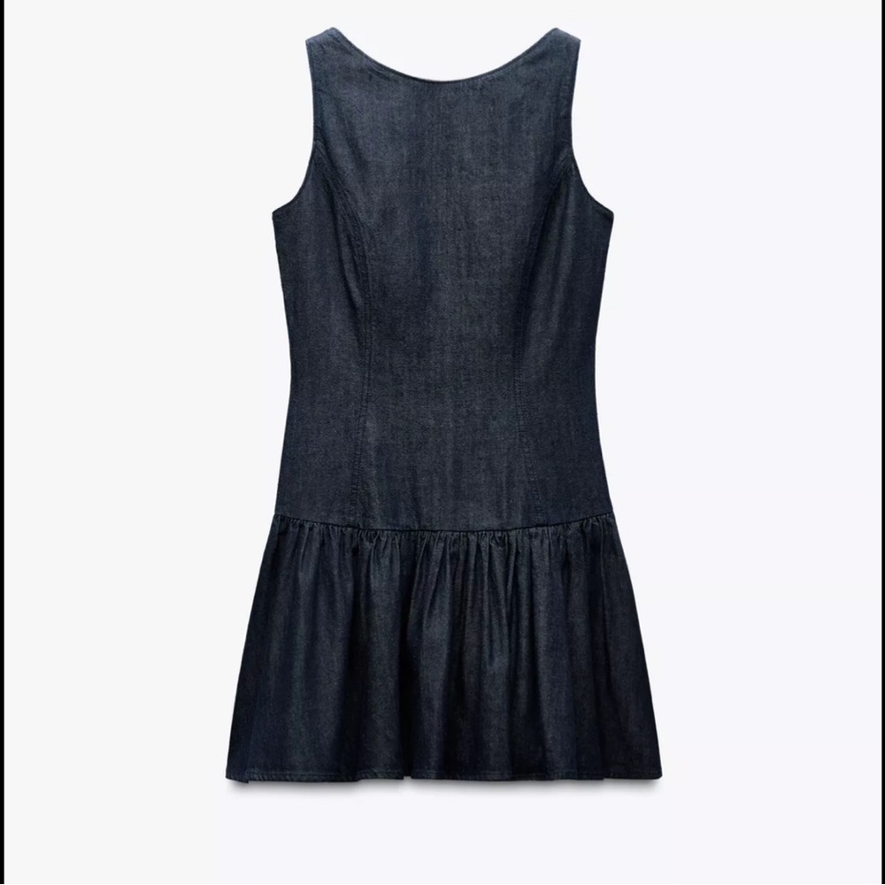 Zara denim effect ruffle mini dress